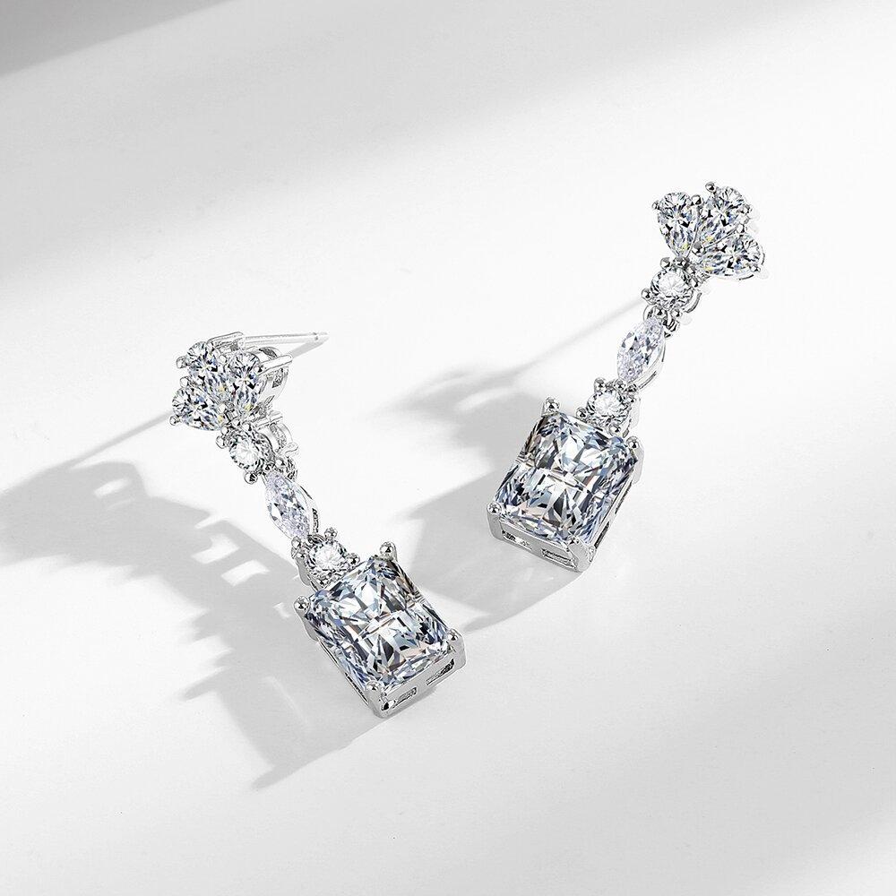 Heavy Industry Luxury Noble Square Tassel Earrings Feminine Style New Earrings Exaggerated Zircon Stage Earrings