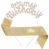 New Birthday Headband Shoulder Strap Etiquette Belt Set IT'S MY BIRTHDAY Women's Headdress Hair Accessories Party