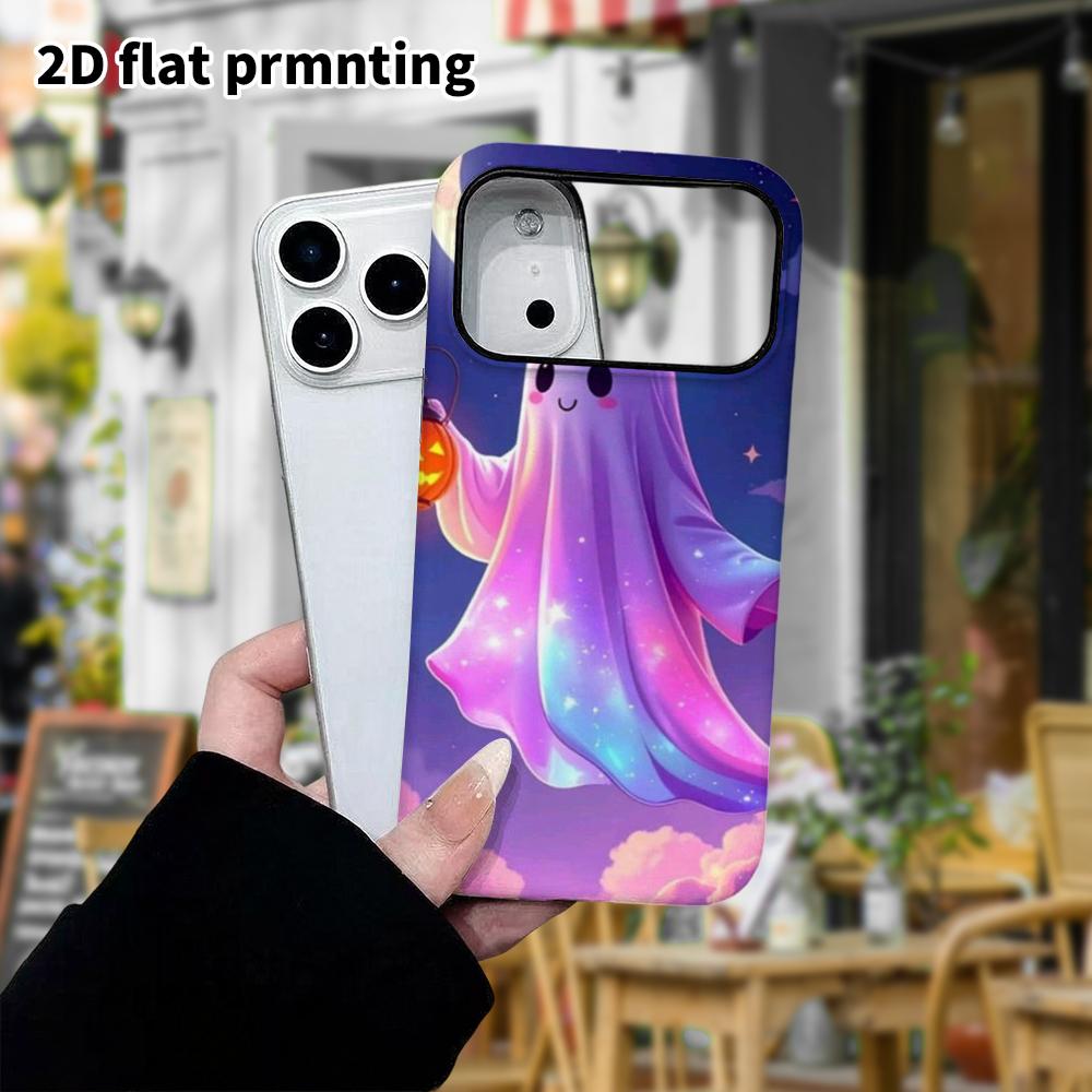 Phone Case: 2D Flat Design Suitable for iPhone 18, 17, 16, 15, 14, 13 Pro Film Protective Case, Couple Style, Galaxy Little Ghost, Christmas and Hallo