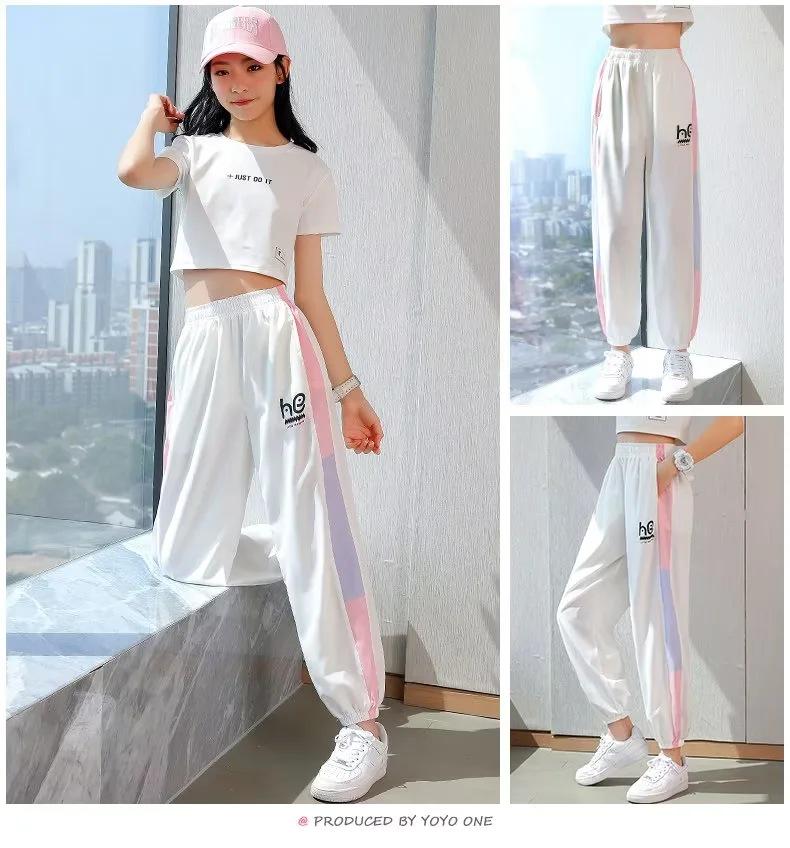 2023 Girls' Ice Silk Anti-Mosquito Summer Pants - Lightweight, Breathable Sports Trousers for Kids