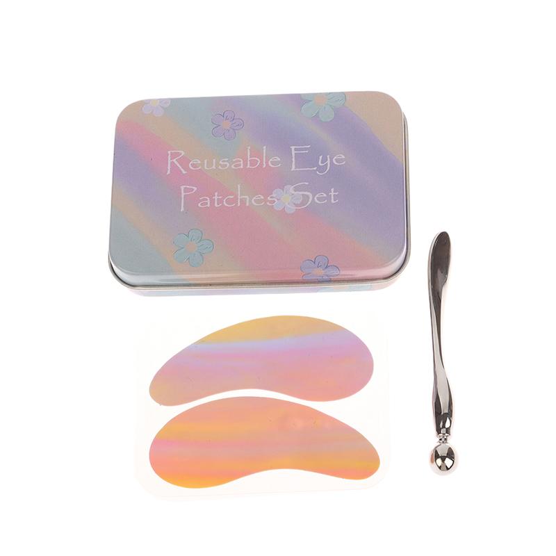 Reusable 1Pair Eye Pads With Massage Stick Silicone Lash Lift Eyelash Extension Hydrogel Patches Under Eye Gel Patch Makeup Tool