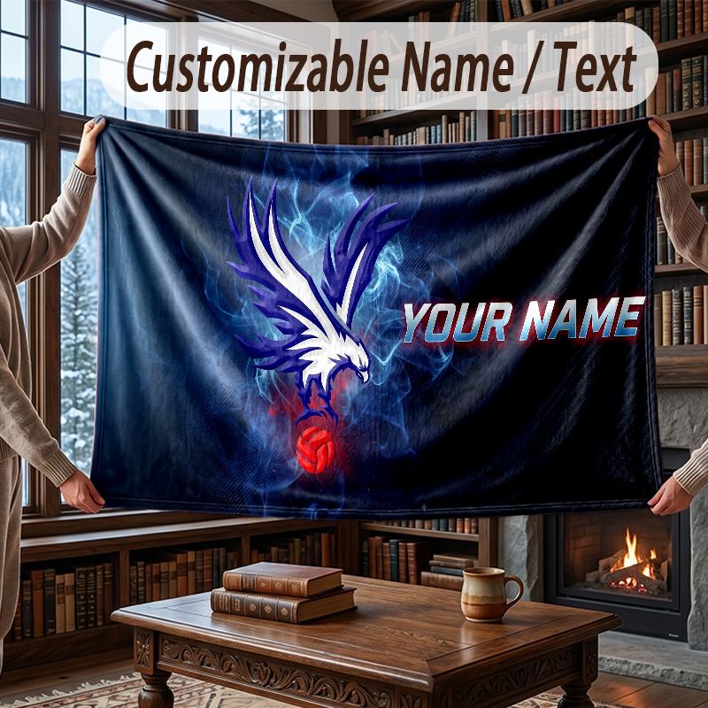 Custom Name Flannel Throw Blanket Crystal Palace Pattern Warm Home Decoration