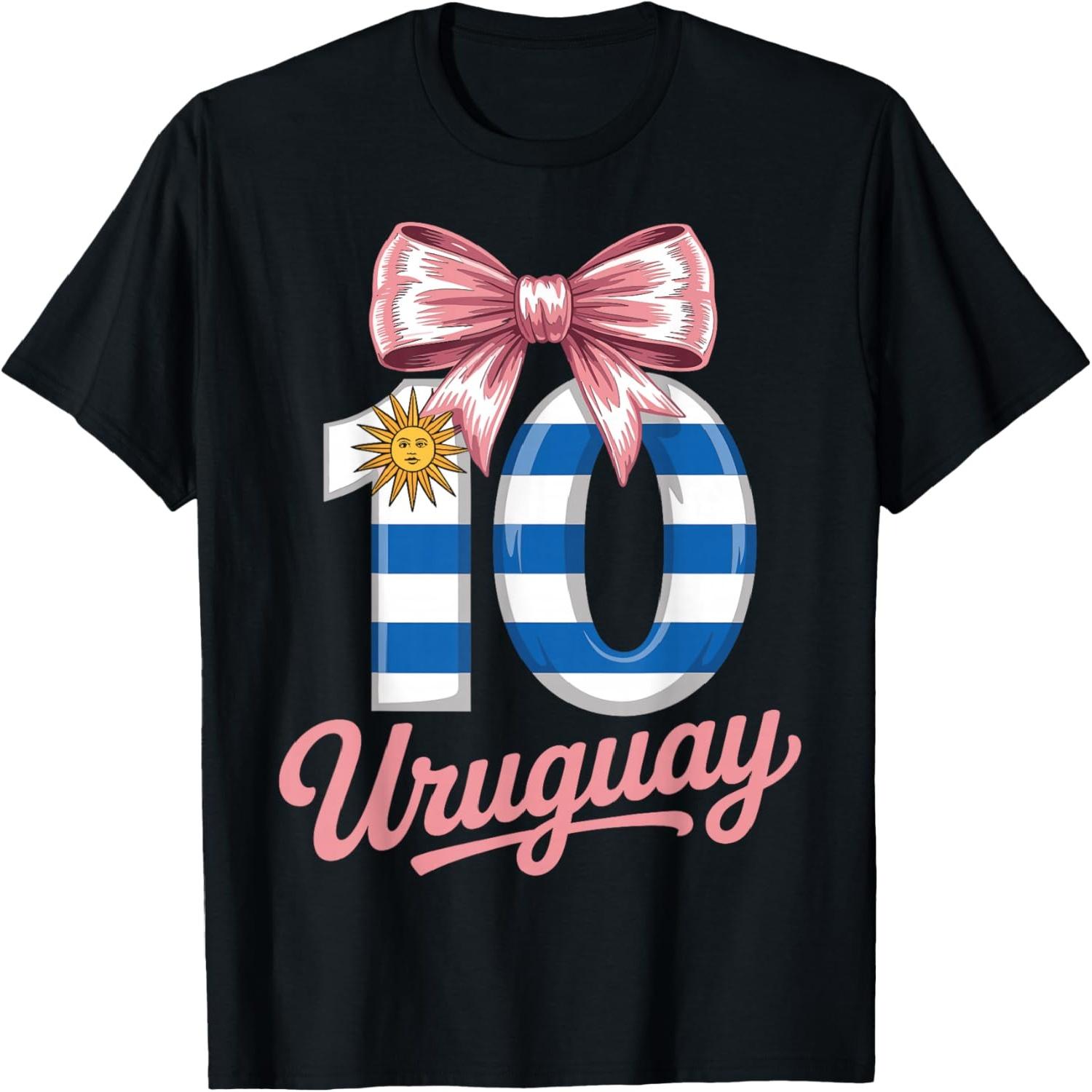Cute 10 Uruguay Birthday Girl Number 10 Soccer Jersey Style T-Shirt S разноцветный