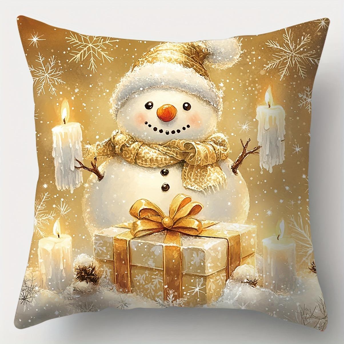 

Christmas Themed Pillowcases: Santa, Reindeer, Dwarf, Snowman Designs Sofa room cushion cover home decoration new year gift 16x16Inch