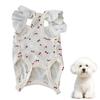 Cherry Print Dog T-Shirt with D-Ring Lace Ruffle Cap Sleeve Girl Puppy Clothes Breathable Summer Pet Vest for Small Medium Dogs Cats