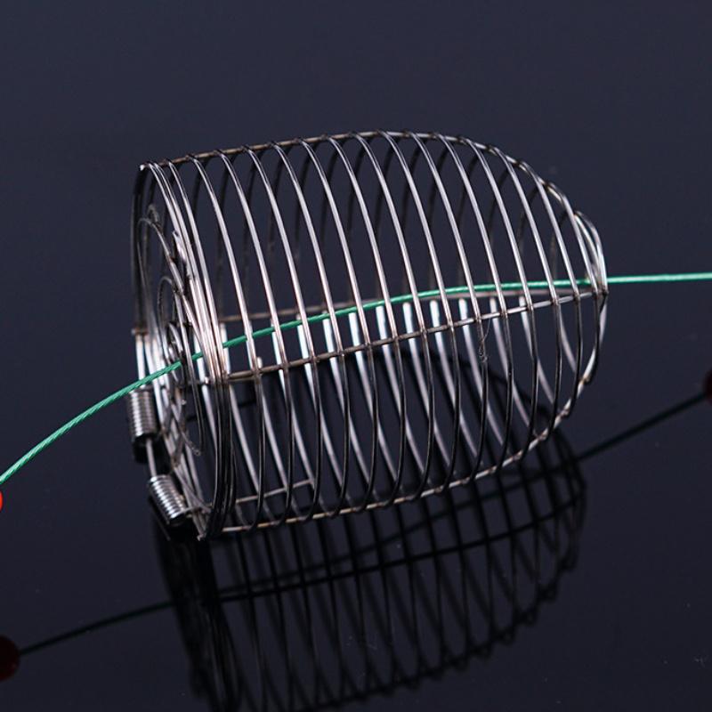 2pcs Stainless Steel Metal Trap Bait Trap Fishing Bait Feeder Fish Bait Cage Bait Cage