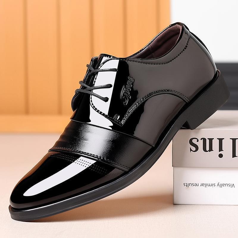 

Men s shoes autumn new large size glossy men s business dress casual groom wedding leather shoes men 38