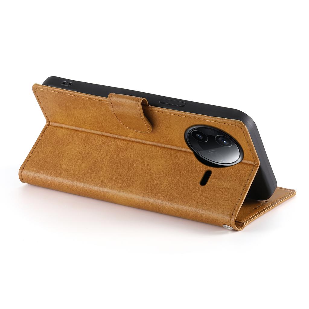 Wallet Case For Xiaomi Redmi K80 5G/K80 Pro 5G/Poco F7 Pro 5G/Poco F7 Ultra 5G Calf Texture PU Leather Phone Cover with Wrist Strap