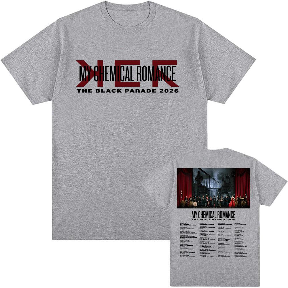 

THE BLACK PARADE 2026 Tour T-shirt Rock Band My Chemical Romance Tshirts Short Sleeve Cotton T Shirt Unisex Streetwear XS