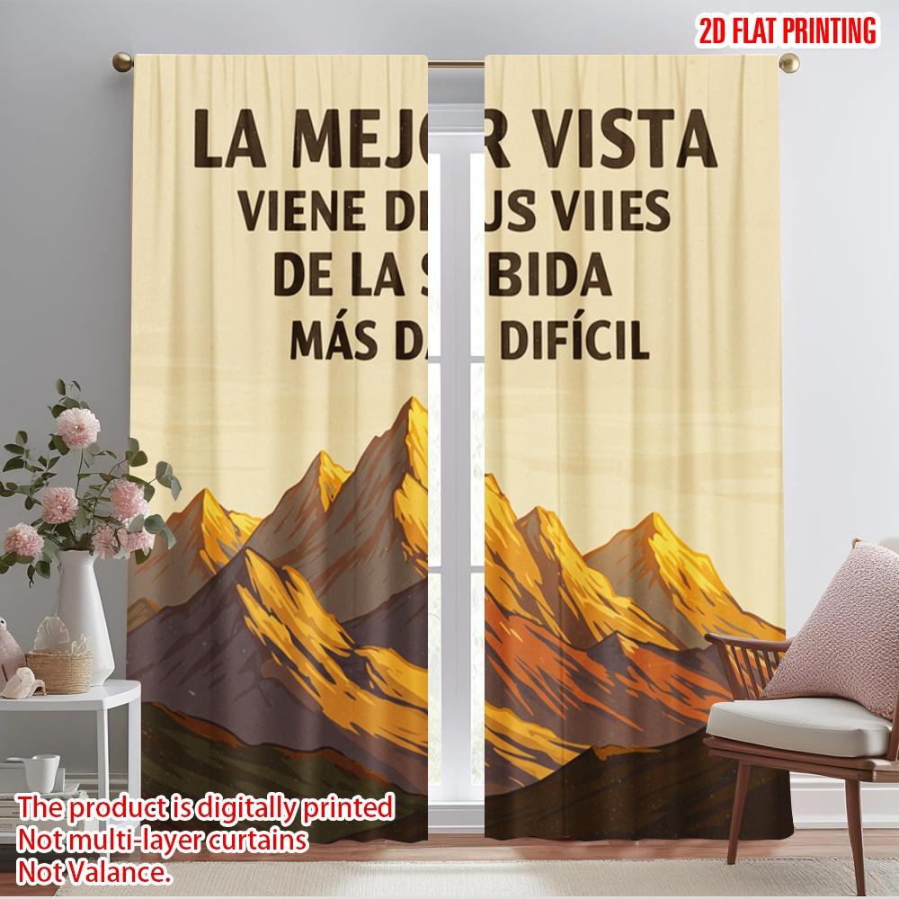 

2pcs 2D flat printing Scene Curtain Mountain View Hard Climb Polyester Without Electricity Festive Holiday Perfect for Holiday 52.50×116.00 CM 2pcs