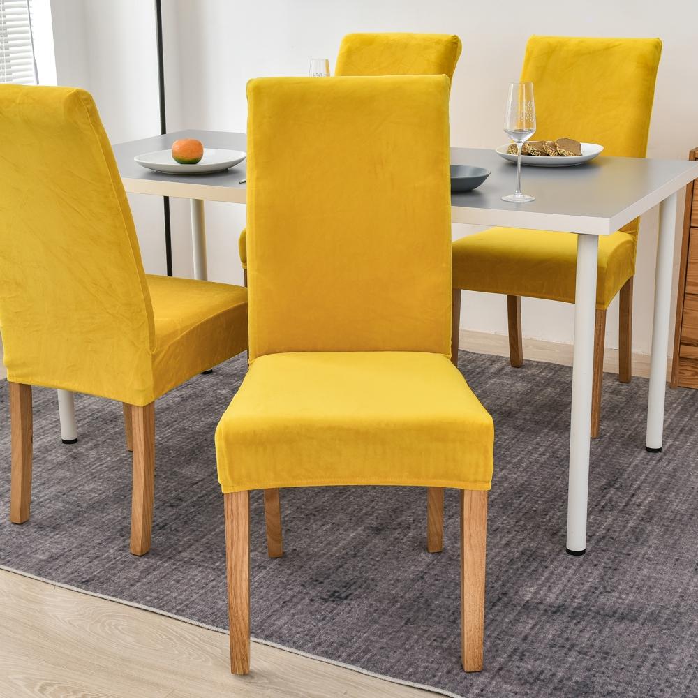 Velvet Plush Stretch Chair Slipcover Elastic Spandex Chair Cover for Dining Room Kitchen Wedding Banquet Hotel Housse De Chaise