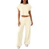Women's 2-Piece Fashion Casual Short Sleeve T Shirt And Wide Leg Pants Set