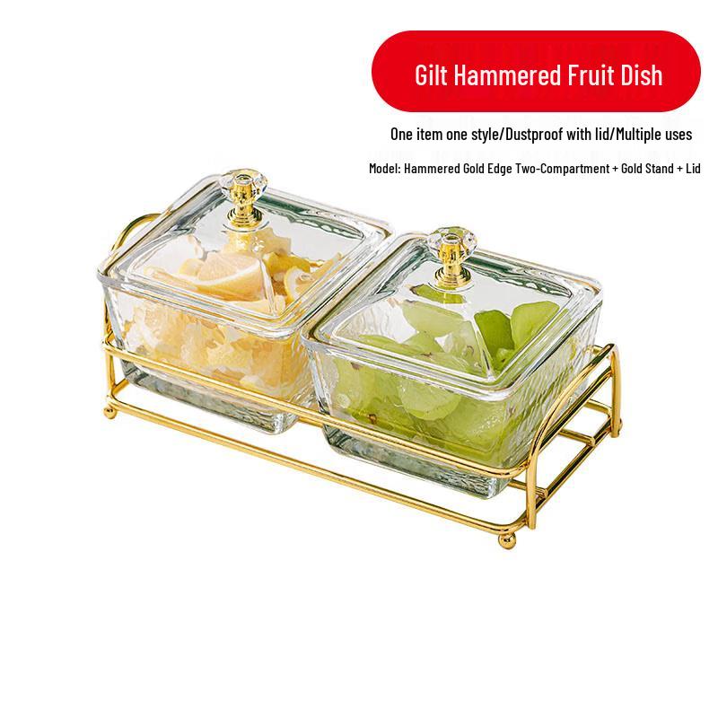 European Style Gold Rimmed Glass Compartmented Serving Tray