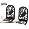 Hollow Metal Bookend 1 Pair Cat Bookends, Decorative Heavy Book Ends Anti-slip for Shelf, Non-Skid Black Stopper Home Office Desk