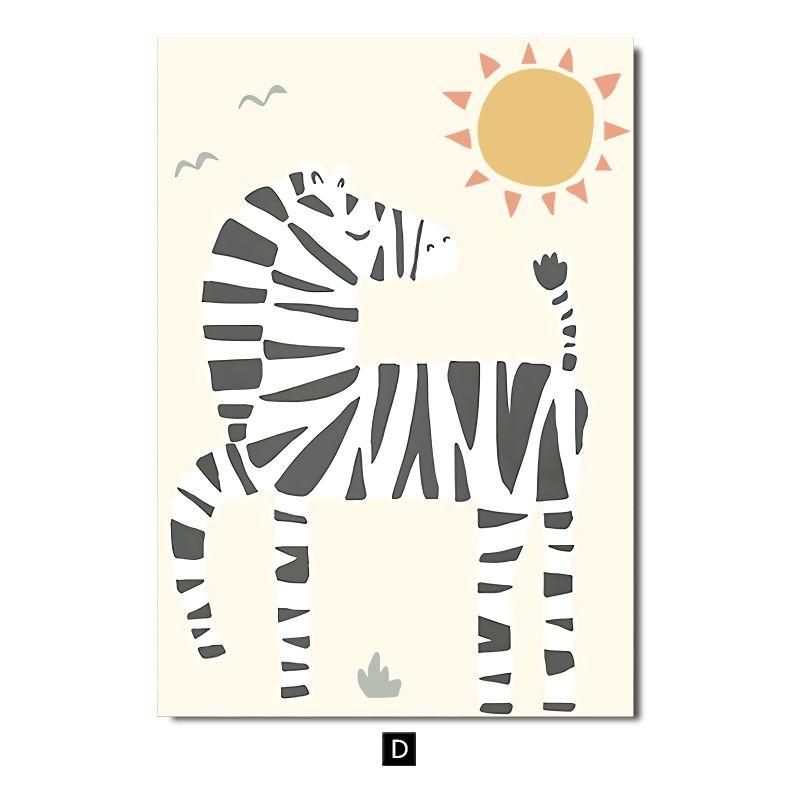 Nordic Creative Baby Cartoon Animal Canvas Painting Tiger Elephant Lion Monkey Giraffe Poster Children's Room Wall Art Decor