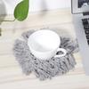 Haushalt Küche Baumwolle Kaffeetasse Untersetzer mit Quaste Hitzebeständiges Pad Platzset Dekoration(Gelbes Herzförmiges)