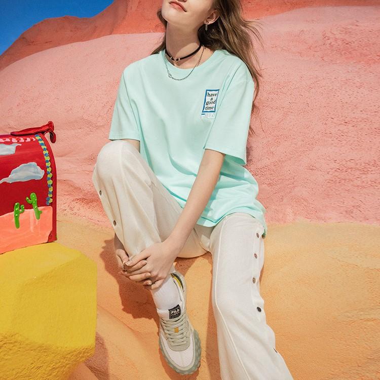 New FILA X HAGT T Shirts Unisex Ice Pink Green F11U229102F-TQ