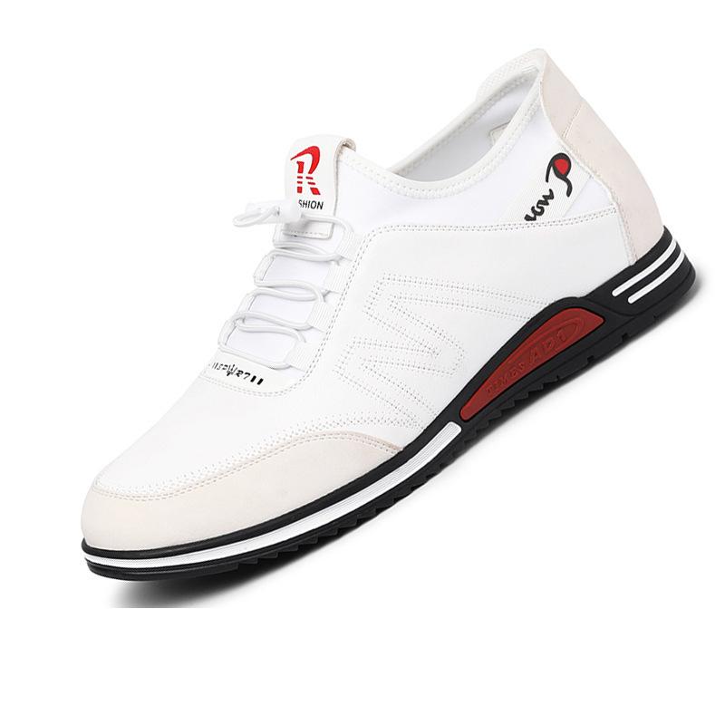 2025 Spring/Summer Men s White Leather Casual Sports Shoes - Soft Sole, Youth Design, Breathable 42
