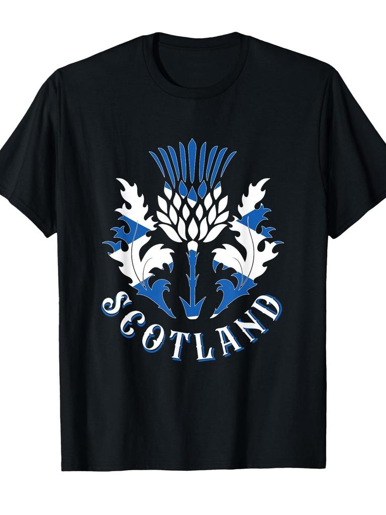 T-shirt représentant le drapeau écossais et le chardon, symbole de l'Écosse, Vêtement décontracté, Lavable en machine