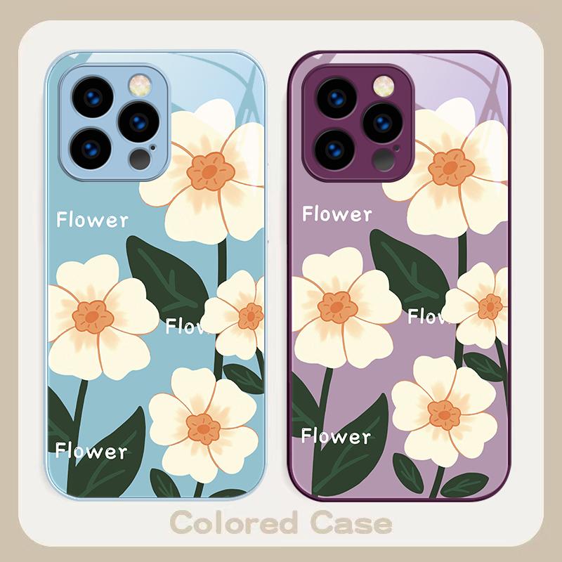 Spring Broken Flowers For IPhone 16 Pro Max 15 P Lus 14 Pro 13 12 Mini 11 P Ro Max X XS 7 8 Plus 2022 Tempered Glass Phone Case