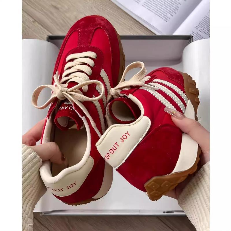 

Inner height increase cm red waffle women s spring new versatile sneakers student 40 красный