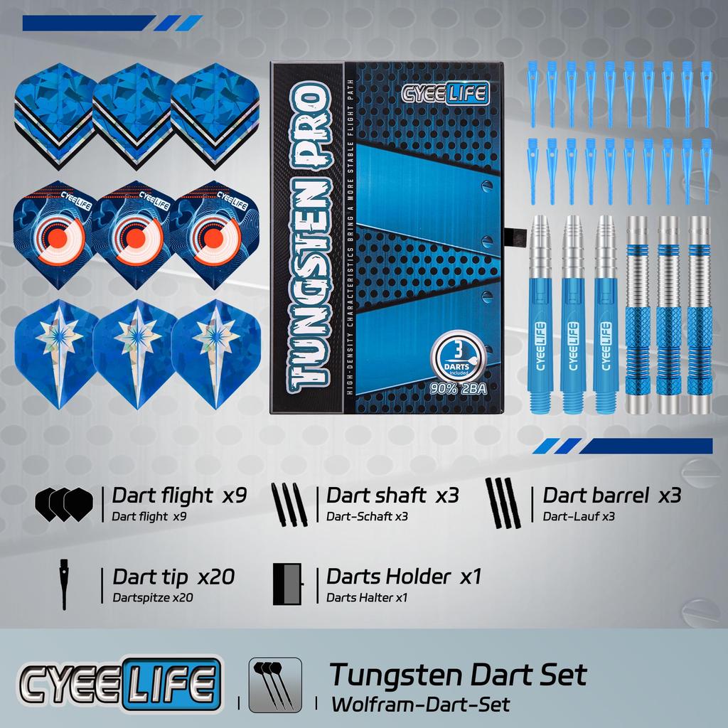 CyeeLife Plastic Tip Dart Arrows Tungsten 3 Points Tungsten Soft Professional Dart Set with Shaft and Tip 90% 90% Darts, Flight,