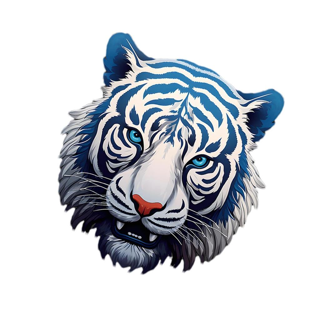 Car Stickers and Decals, Car Decoration Stickers - Blue Flower Porcelain New Tiger Head