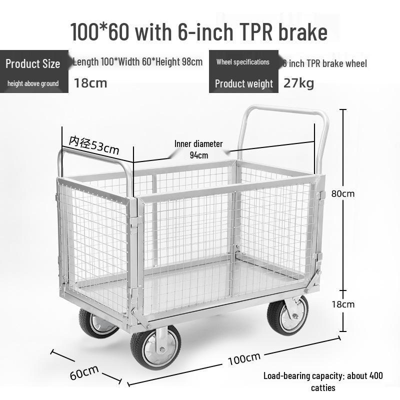 Compact Folding Hand Truck Storage Cart with Fence