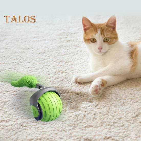 Interaktives Katzenballspielzeug, wiederaufladbar über USB, rollendes Ballspielzeug, Zwei-Geschwindigkeitseinstellung, automatisch bewegliches Katzenspielzeug mit Schwanz für Hauskatzen