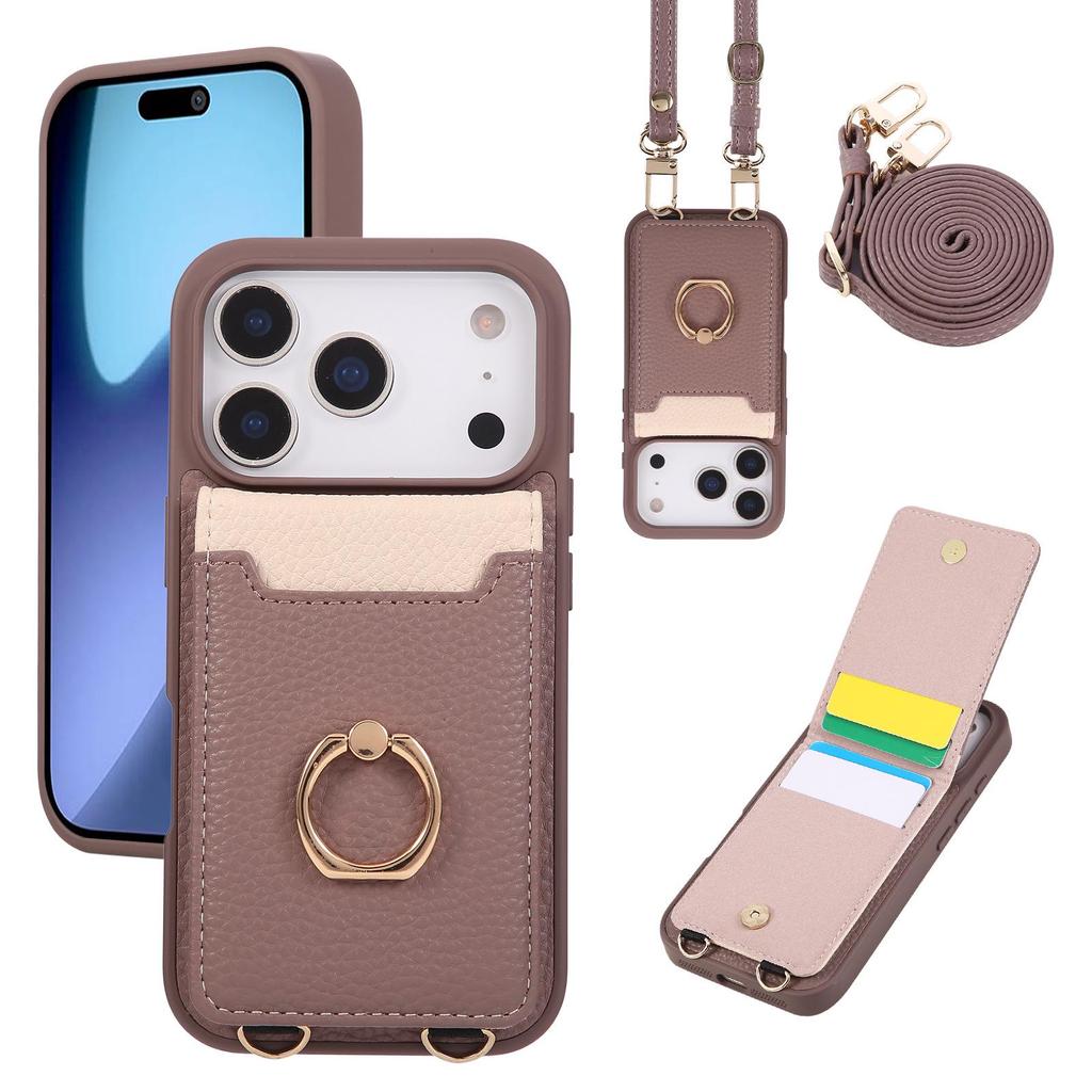 Lychee Colorblock Card Holder Case for iPhone 17 Pro Max