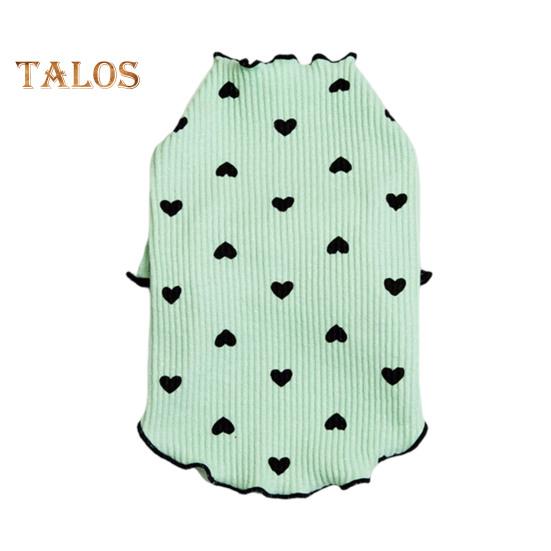 

Одежда для собак средних и маленьких собак, кошек, летняя и осенняя рубашка с принтом в виде сердца для щенков, растягивающаяся одежда с длинными рукавами для чихуахуа, шнауцера S зелёный