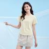 Sports Sunscreen Outdoor T-shirt Women's Summer Lightweight Breathable Ice Feeling Short T-shirt Solid Color Fishbone Short Sleeve Top JS