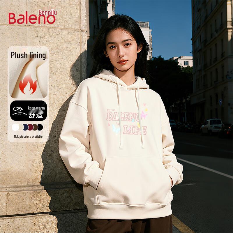 Baleno Damen Oversized Buchstaben Schmetterling Fleecegefüttertes Kapuzensweatshirt