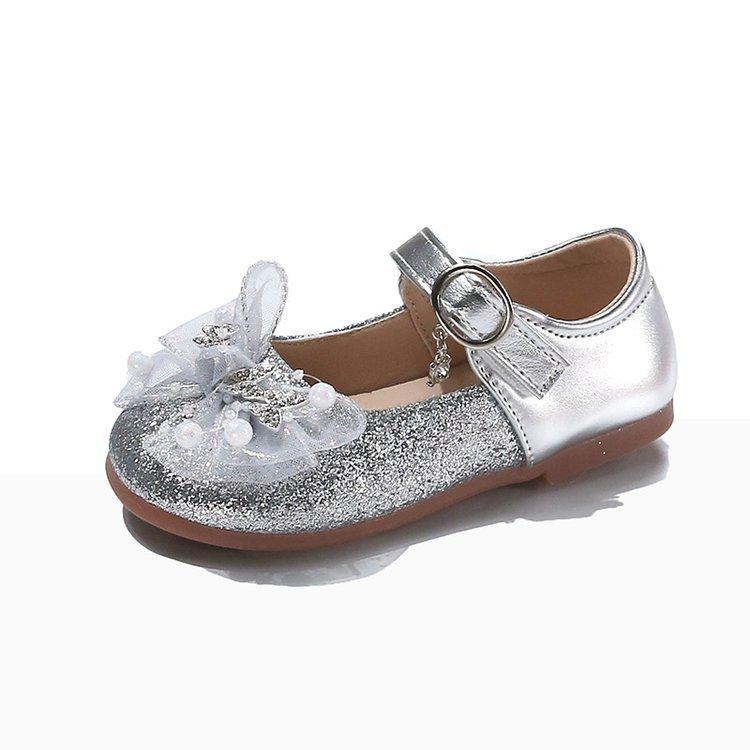 

Туфли принцессы для девочек, сверкающие хрустальные туфли, весна 2025, новая детская обувь, кожаные туфли на мягкой подошве, нарядные туфли для маленькой девочки 36 серебряный