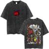 Gewaschenes Vintage Anime One Punch Man Saitama Saitamas Fitnessstudio Lustiges Meme Grafik T-Shirt Herren Damen Fitness Freizeit Übergroße T-Shirts