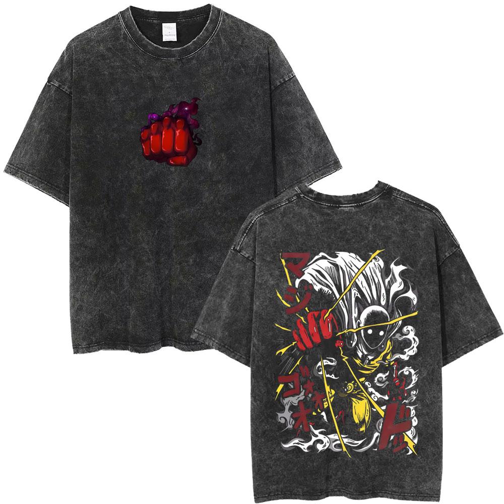 Gewaschenes Vintage Anime One Punch Man Saitama Saitamas Fitnessstudio Lustiges Meme Grafik T-Shirt Herren Damen Fitness Freizeit Übergroße T-Shirts