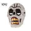 Masquerade Mask Halloween Skull Full Face Mask, Sparkly Rhinestone Undead Theme for Party, Adjustable Strap Cosplay Prop Women Men Lightweight Costume
