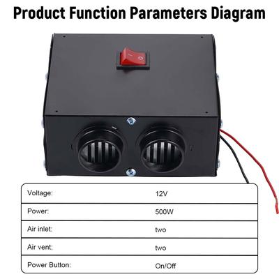 12V 500W Car Heater Vehicle Heating Auxiliary Portable Car Heater Compact Defroster Demister Auto Van Heating Air Heater