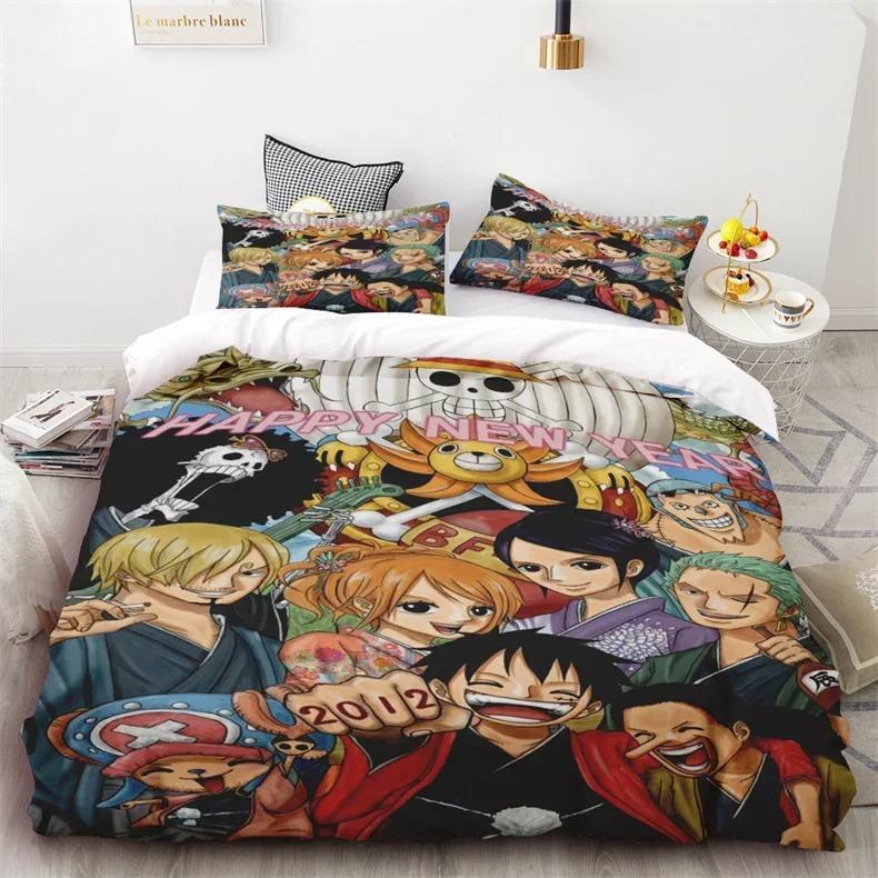ONE PI-ECE Anime Bedding Set Juvenile Monkey D.Luffy Odyssey Pattern Duvet Cover Set Bedding Set King Size Bed Comforters