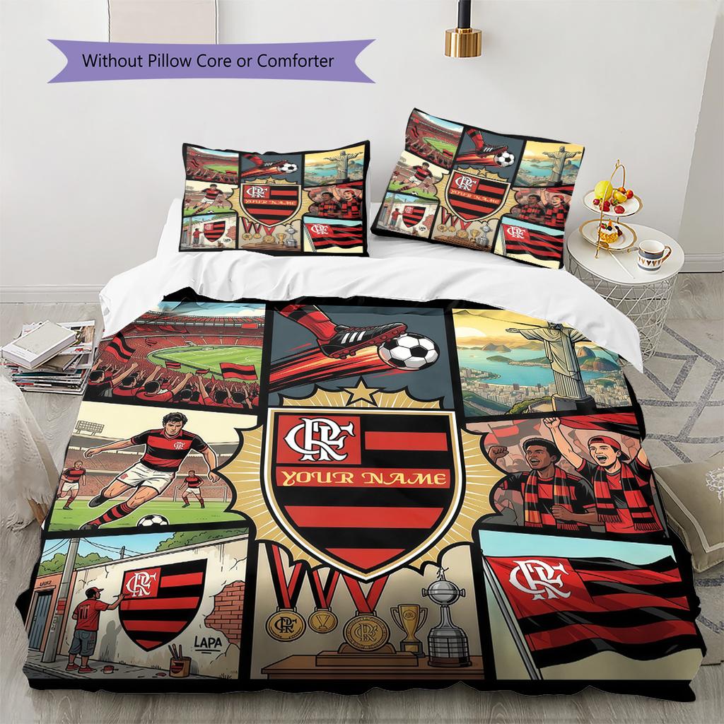 Custom Name Flamengo Pattern Bedding Quilt Set Home Decoration Gift (1 * Duvet Cover + 2 * Pillowcase Without Core)