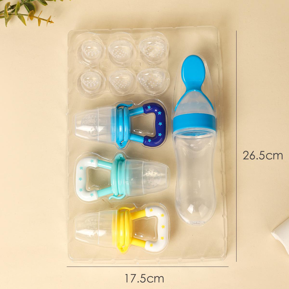 

Baby Rice Cereal Suction Cup Bottle Teether & Squeeze Feeding Spoon Set
