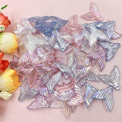 100Pcs 20*19.4mm Acrylic Transparent Fish Tail Acrylic Beads For Girls Women DIY Jewelty Fashion Brcelet  Jewelry Accessory