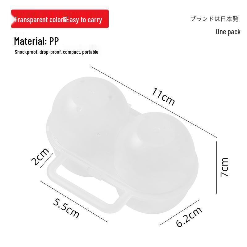 Portable Shockproof Transparent Egg Box with Handle - 2-Grid Egg Protector