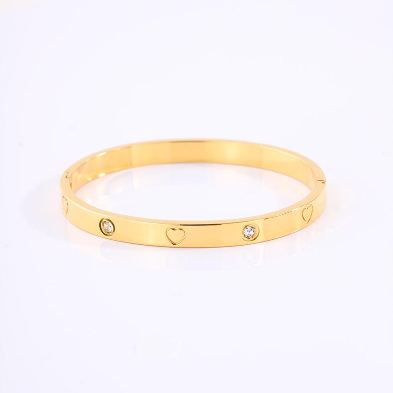 

Браслет Love Diamond из титановой стали с гальваническим покрытием из высококачественного золота для женщин - модное и не выцветающее ювелирное изделие