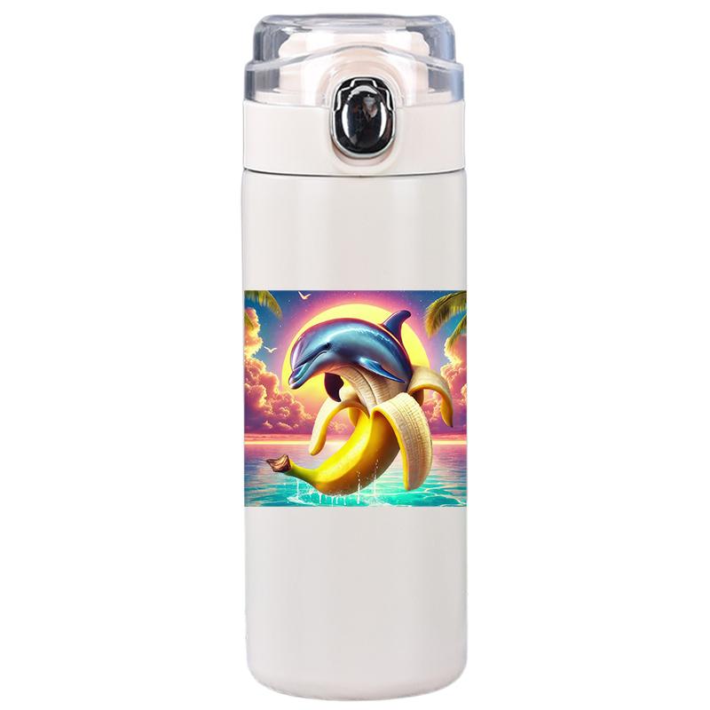 

400ML Cartoon tung tung tung Printed Thermos Bottle Stainless Steel Vacuum Insulated Water Bottle Travel Cup Coffee Mug Gift