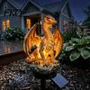 Courtyard Dragon Sculpture Solar Garden Light, Outdoor Sasquatch Statue Lamp, Fantasy Medieval Gothic Creature Sculpture, Pathway Light for Yard Lawn