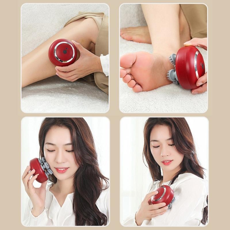 Scalp Massager Portable Electric Head Massager with 3 Massage Mode and 4 Massage Heads Handheld Head Massager for Body