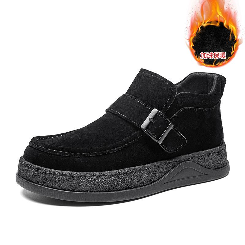 Snow boots winter retro flat casual shoes one-pedal warm velvet thickened cotton shoes shoes 39