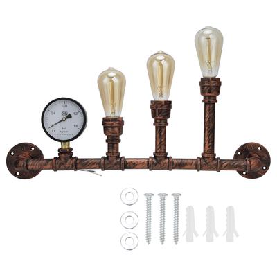 Eisen Wandleuchte 3 Köpfe Wasserrohrleuchte Steampunk Retro Wandlampe mit E27 Fassung für Restaurant