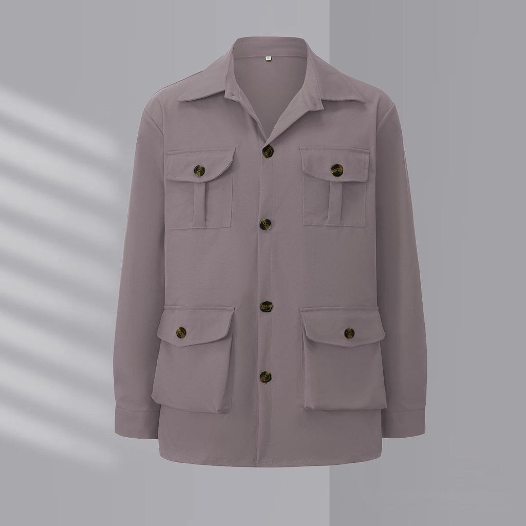 Męska Kurtka Robocza Myśliwska Retro Brytyjska na Wiosnę z Wieloma Kieszeniami